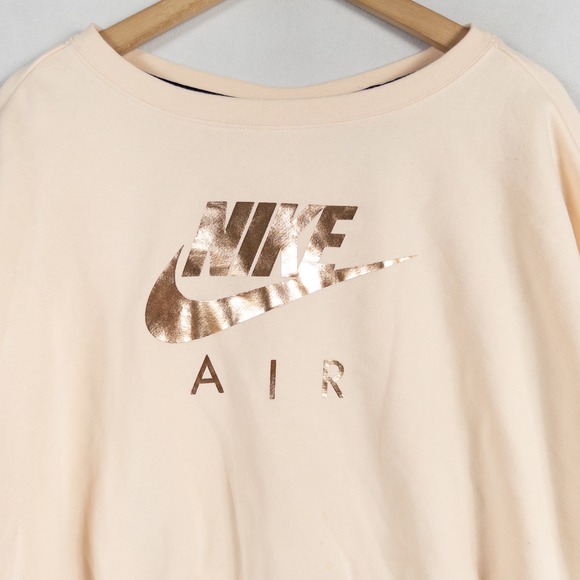 Nike Air Sweatshirt Womens Large Peach Pink Cropped Oversized Zip Back Rally - Picture 2 of 8